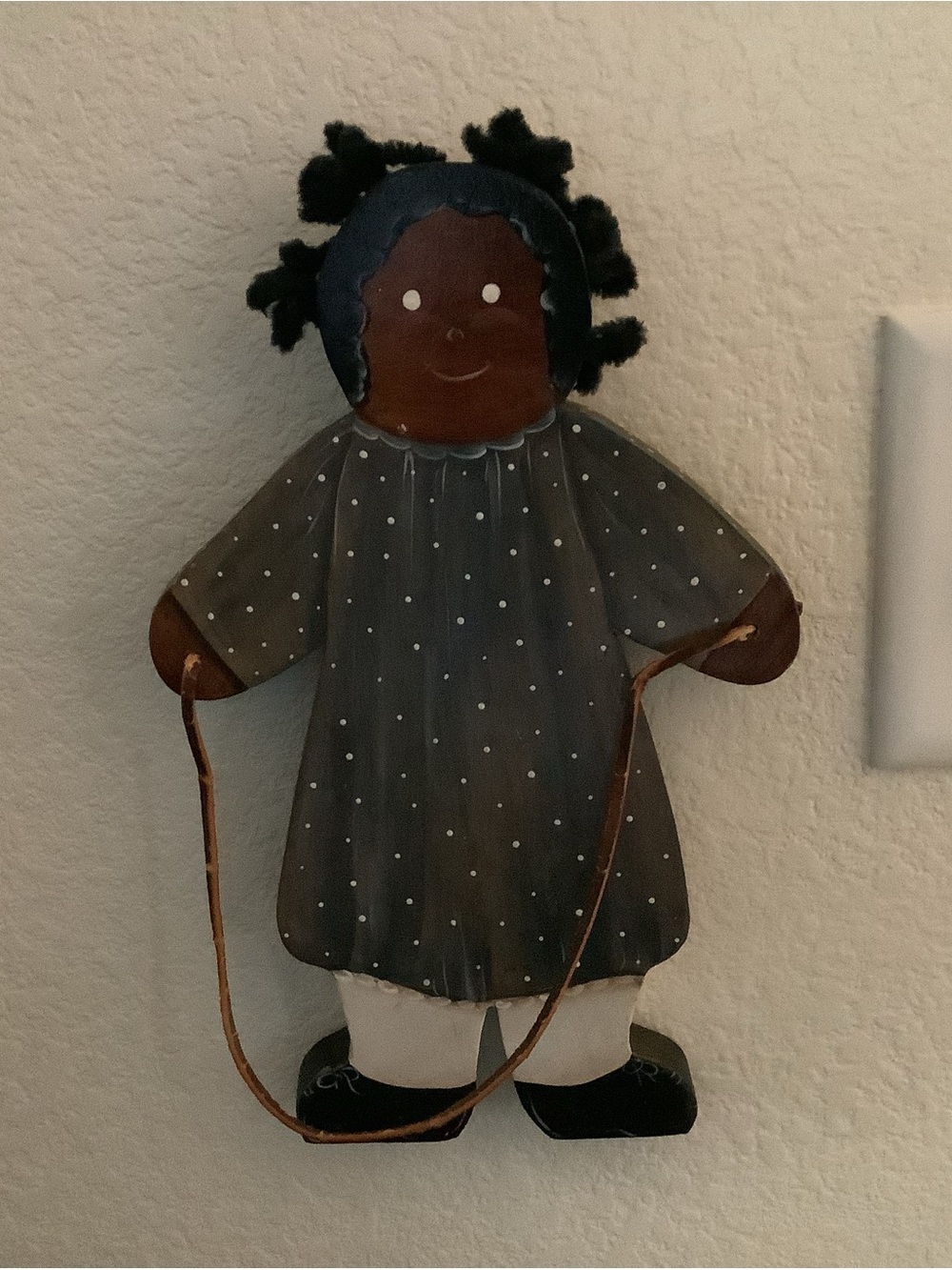 Vintage Hand Painted Carved Or Cut Wooden Folk Art Doll 10.5"